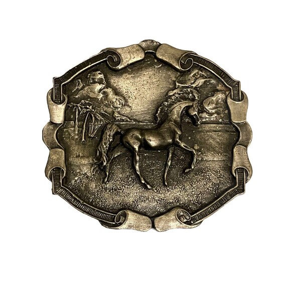 VTG Belt Buckle Horse Palms BERGAMOT Brass EQUESTRIAN Darien Wisconsin 1976 main image 6